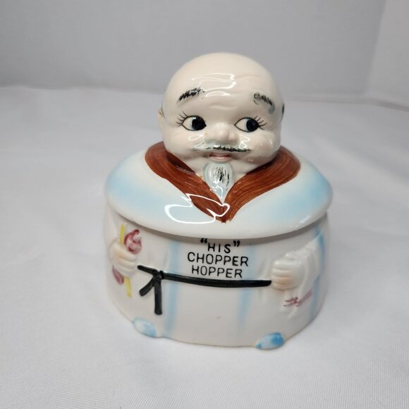 Vintage 1950's Ceramic "His" Chopper Hopper Denture Holder Mid Century - Picture 2 of 8